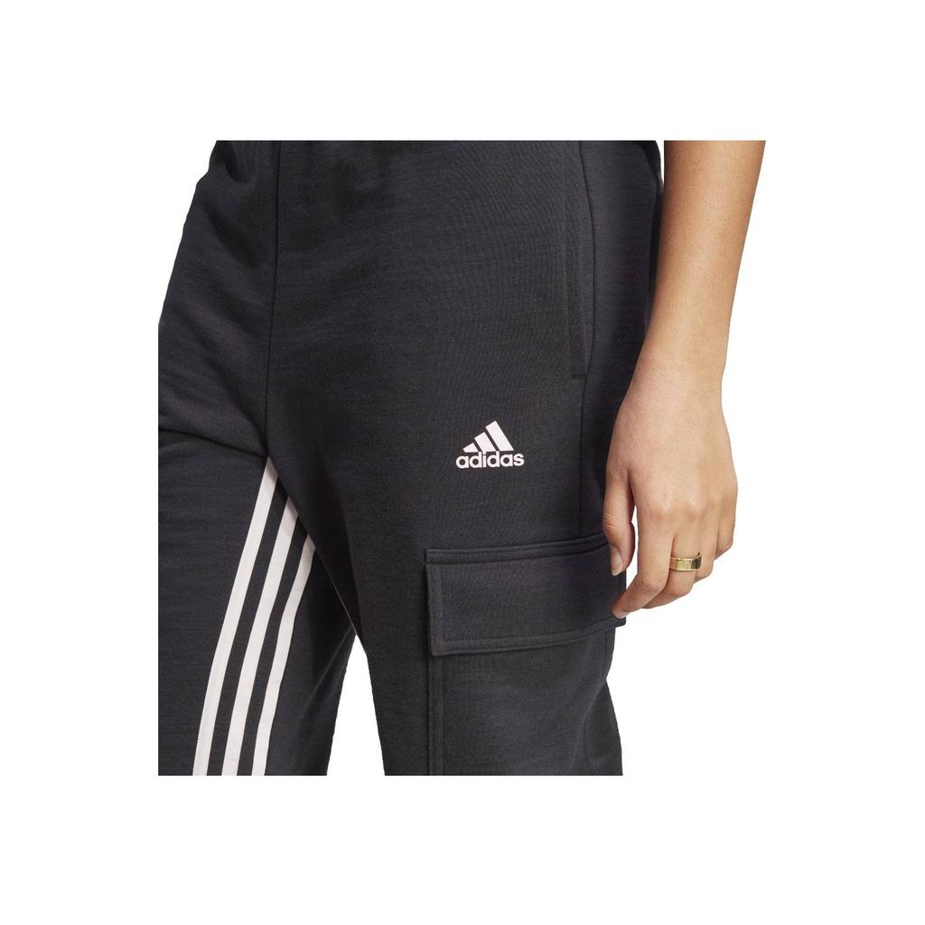 Adidas Solid Color Side Stripe Letter Print Elastic Cuffed Knit Sports Pants Women Bottoms Black IB4750