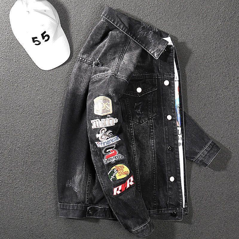 Men's Trendy Ripped Denim Jacket: European & American Street Style, Loose Fit for Teens, Ideal for Spring & Autumn