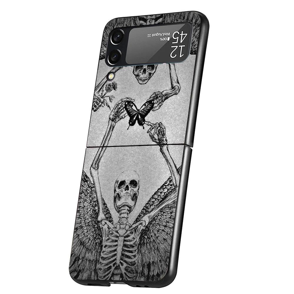Anatomy Skeleton Heart Lovey Kiss Cover Phone Case For Samsung Galaxy Z Flip 7 6 5 4 3 5G Flip7 Flip6 Flip5 Flip4 Flip3 Black Fu