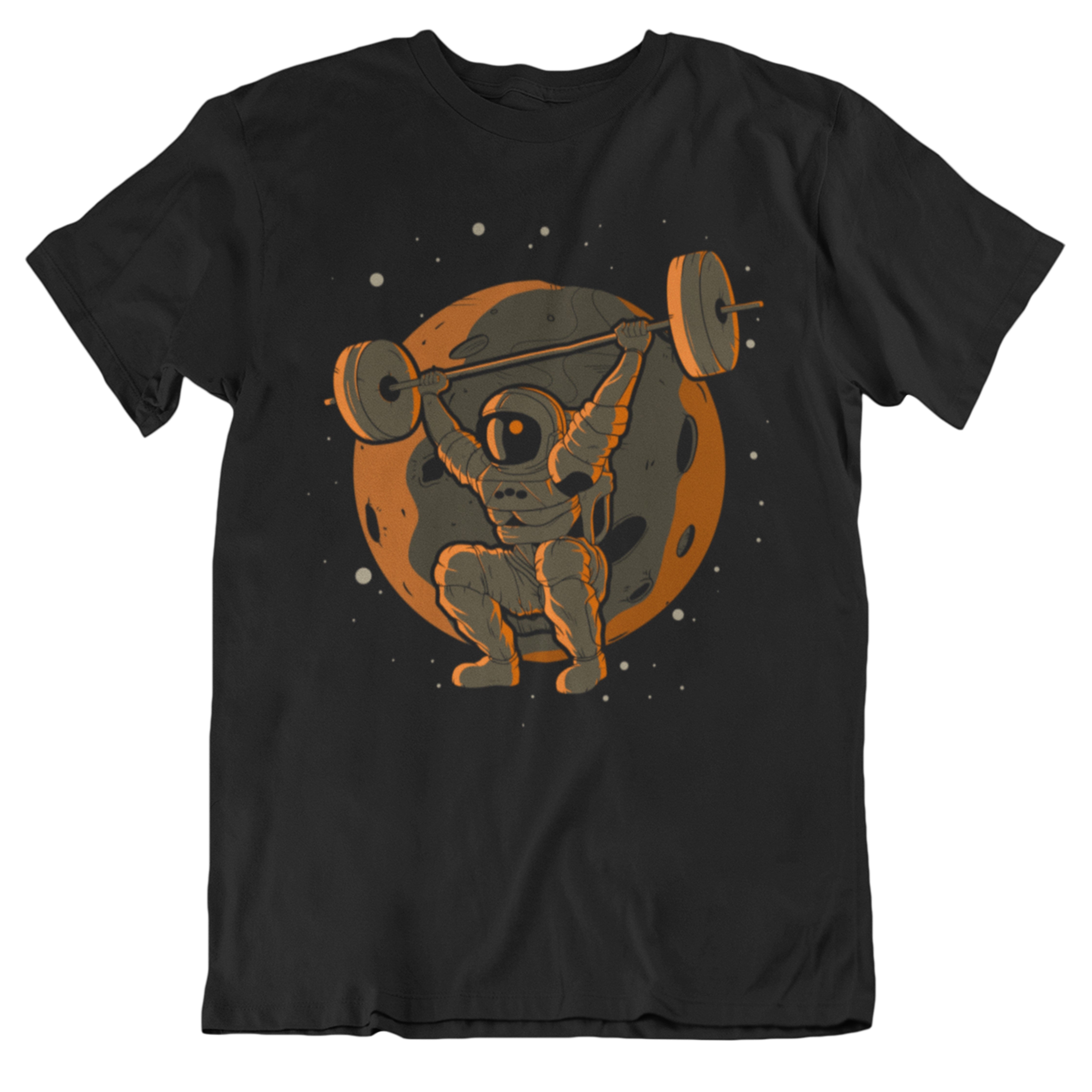 Mens Weightlifting Graphic T Shirts Weightlifting Astronaut Outer Space Spaceman Man Cotton TShirt Casual Breathable Tops Tee S