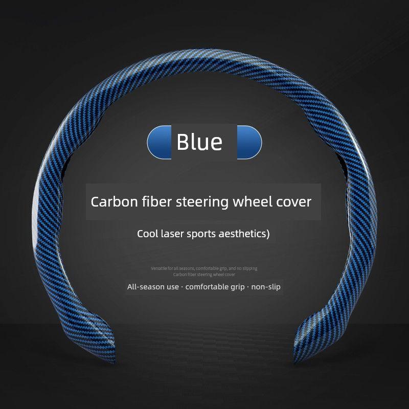 

Cover, Suede Leather, Suitable for All Seasons, Winter Sweat-Absorbent, Anti-Slip, Ultra-Thin, Men s and Women s D-Type Cassette-Style Handle Cover Integrated Laser Steering Wheel Card Holder [Blue]