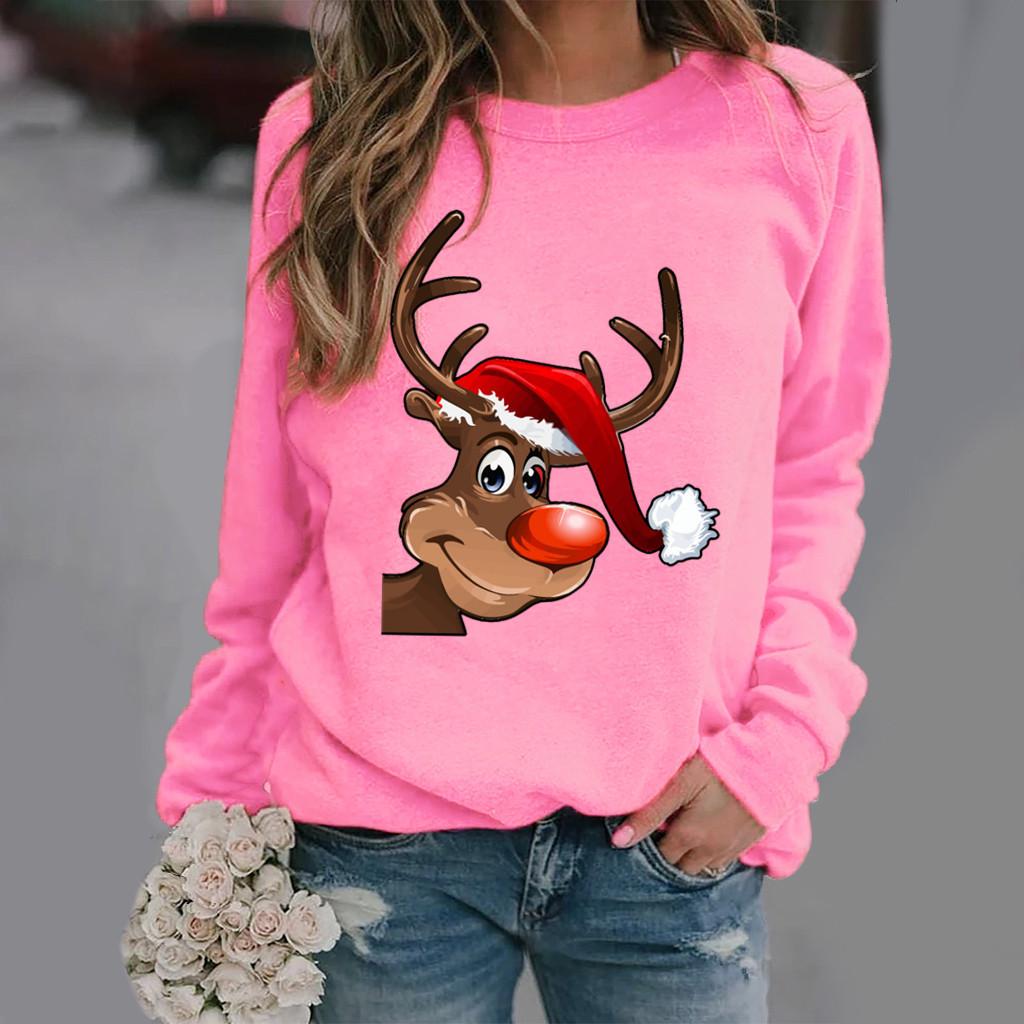 Women's Christmas Pattern Round Neck Long Sleeve Sweatshirt