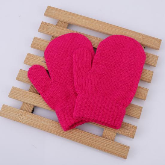 30 Pairs Toddler Winter Stretch Mittens, Solid Color Warm Kids Knit Gloves,