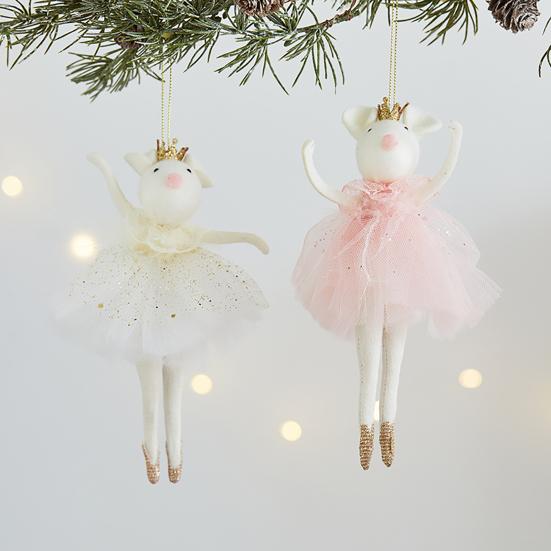 Ballettmaus Puppe Weihnachtsschmuck Plüsch Balletttänzerin Hängeanhänger für Weihnachtsbaum Weihnachtsfeier Dekor