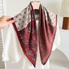 White polka dot peony flower small square scarf cotton and linen silk scarf women's high-end neck yarn air-conditioned room scarf shawl thin