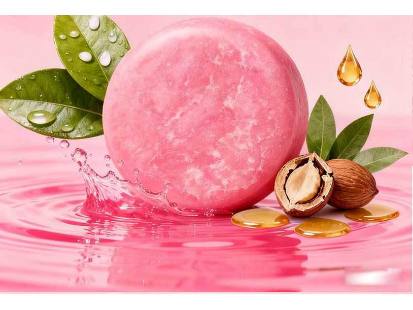 Cedarwood & Rose Essential Oil Shampoo Bar - Deep Cleansing Handmade Soap with Camellia & Soapberry Herbs