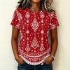 Women's Casual Pullover T-Shirt Short Sleeve Crew Neck Geometric Print Top Lightweight Comfortable Fit for Everyday Wear