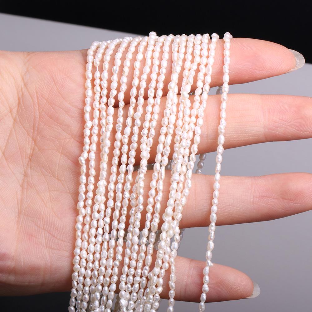 

1String, Natural Freshwater Pearls, 1.8-2mm White Rice-shaped Pearl Beads for Jewelry Making DIY Crafts, Wedding Gifts for Women, 36cm 1String/1.8-2mm-36cm белый
