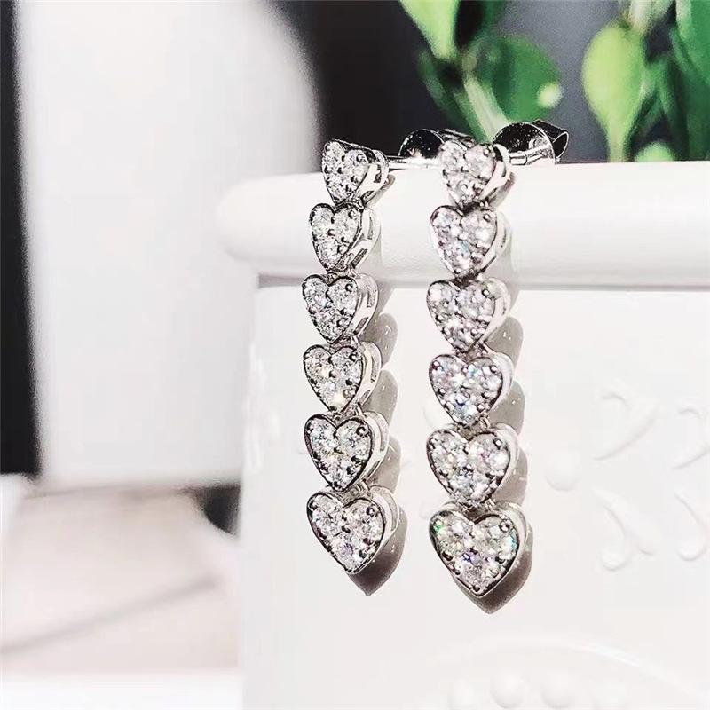 Trendy Heart-Shaped Rhinestone Tassel Earrings: Versatile High-End Fashion for Women