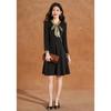 Kebeier 2025 New Autumn Long-Sleeve Black Bow Collar A-Line Dress