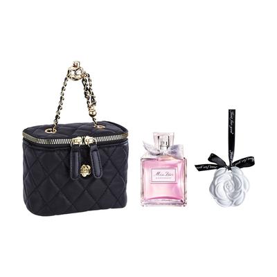 Miss Blooming Bouquet EDT 5ml Perfume + Quilted Makeup Bag & Rose Hanging Ornament Set