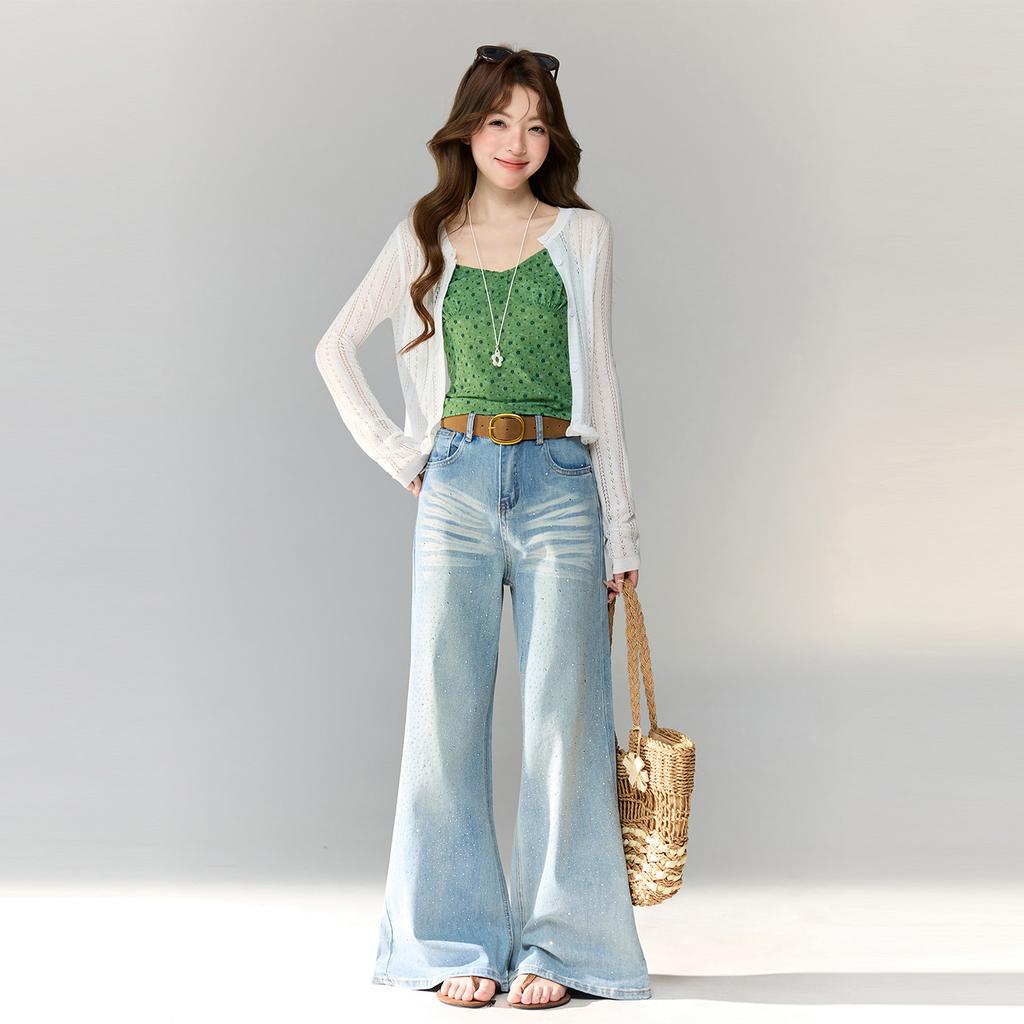 Korean version of floral BM style sexy V-neck sling vest for women's summer babes with slim-fitting short top