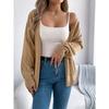 Women European American Casual Solid Hollow Out Lantern Long Sleeve Cardigan Sweater Coat