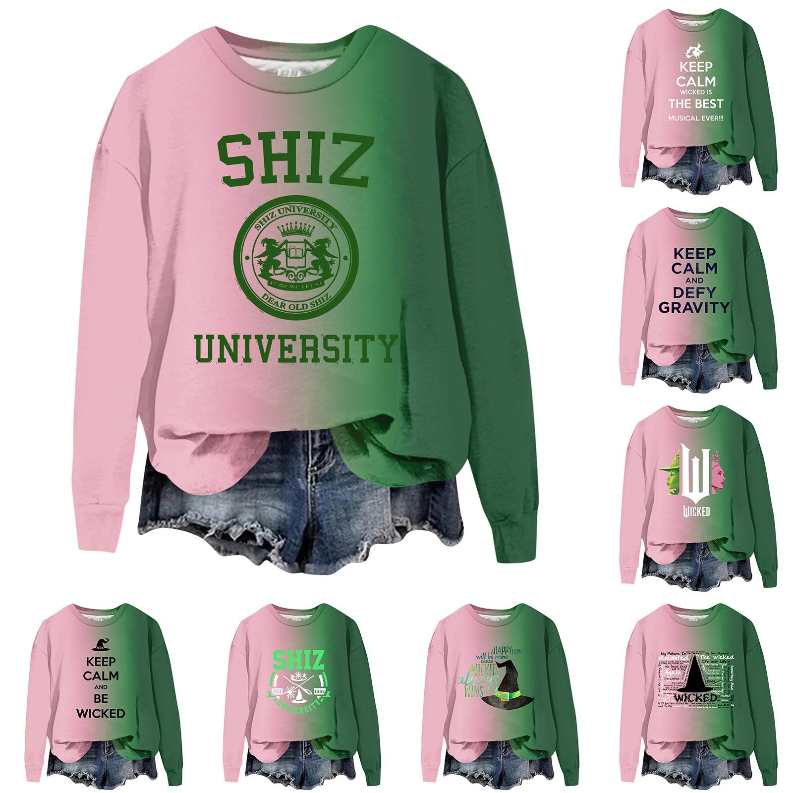 

Women s Casual Fashion Print Long Sleeve O-Neck Pullover Top Blouse L армия зеленый