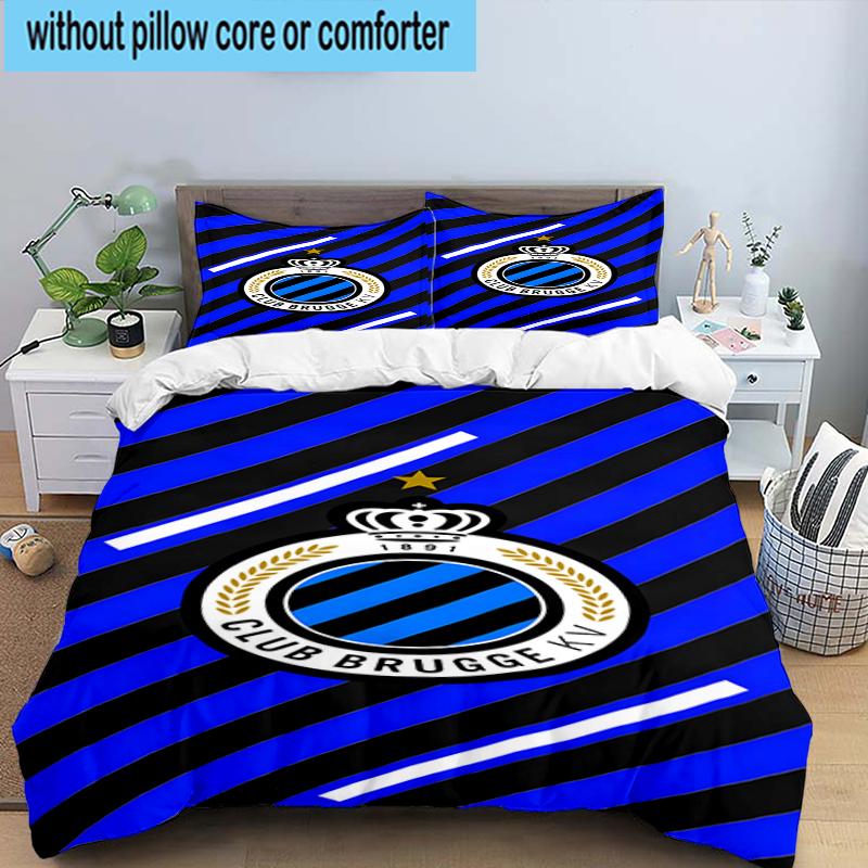 Set Biancheria da Letto con Stemma FC Brugge 3 Pezzi, Include 1 Copripiumino e 2 Federe Perfetto per Camera da Letto, Dormitorio, Regalo di Natale per Fan
