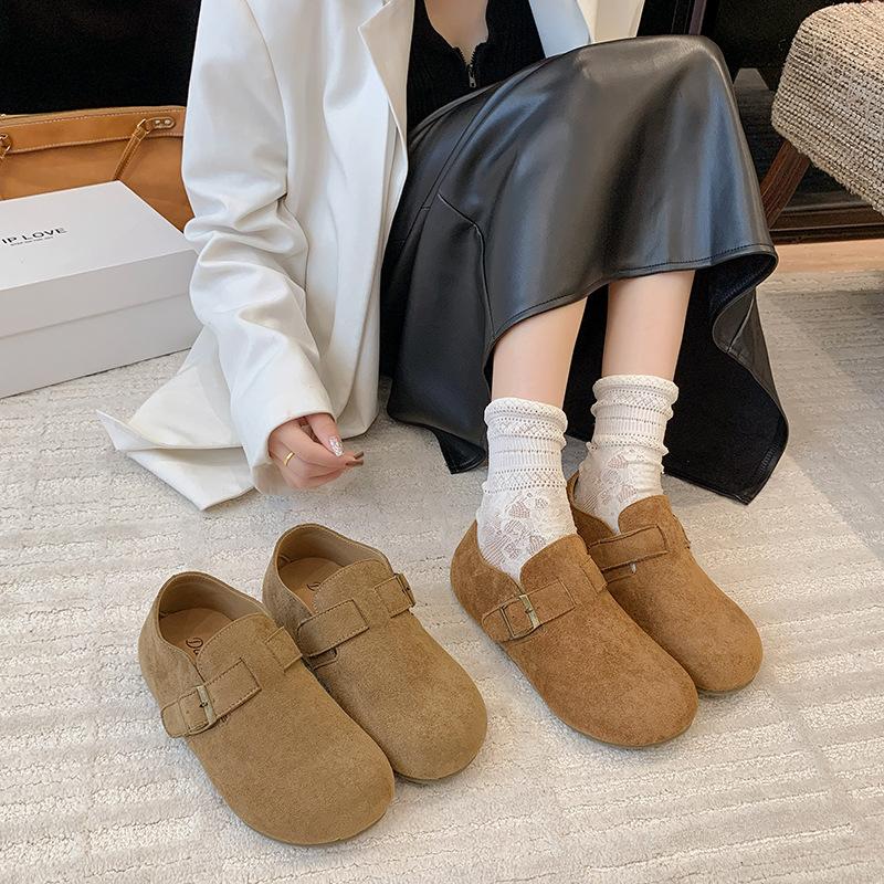 Casual Shoes Thick-soled Inner Height-increasing Women's Shoes 2025 Autumn New Retro Mori Student Shoes Fashionable Two-wear Single Shoes