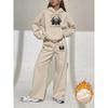 Damen Mode Hoodie und Weite Hosen Zweiteiliges Set, Set mit Aufdruck