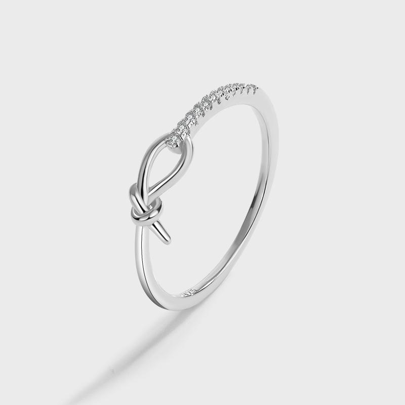 

НОВОЕ модное ажурное завязанное парное кольцо для женщин, подлинное оригинальное стерлинговое серебро с геометрическим принтом, подарок на день Святого Валентина, ювелирные изделия 8 белый