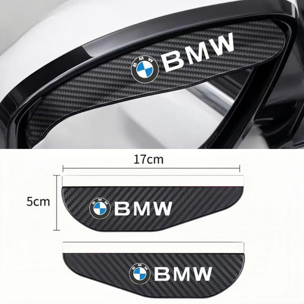 2Pcs Clear & Carbon Fiber Car Rearview Mirror Rain Eyebrow Sun Visor Anti Fog Waterproof Shield Universal Fit All BMW Series Aut EV2