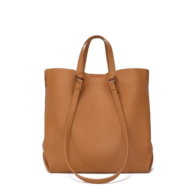 Women Cowhide Genuine Leather Shoulder Bag Female Casual Large Capacity Office Totes Handbag Ladies Work Strap Crossbody Bags