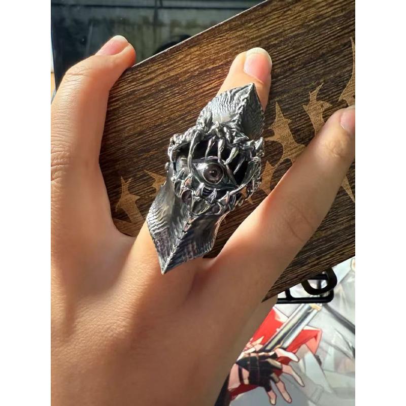Vintage Movable Eye Tooth Armor Joint Ring Gothic Dark Unique Design Adjustable Knuckle Ring for Men jewelry gift