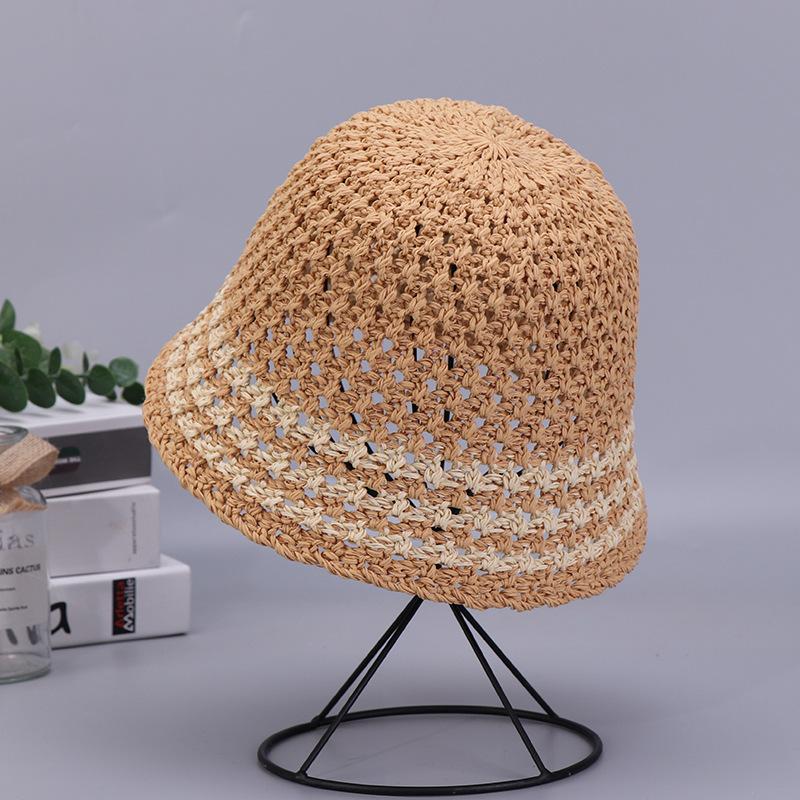Women's Bucket Hat Summer Breathable Sun Shading Knitted Hat Outdoor Travel Basin Hat