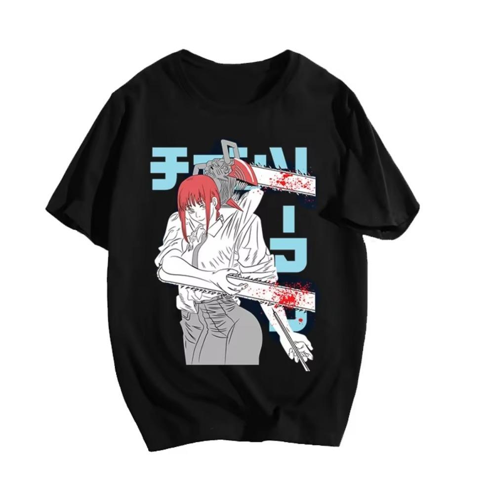Summer Chainsaw Man Japanese Cartoon Print Cotton Men T-Shirts Short Sleeve Oversized Graphic Fashion Casual Men's Clothing Tees
