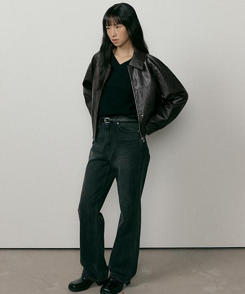 Lingseoul Black On Black Washing Denim Pants