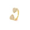 Fashionable Luxury Open Ring - Women's Heart-shaped Ring Set with Zirconia - Unique and High-end Style Finger Ring with Open Design