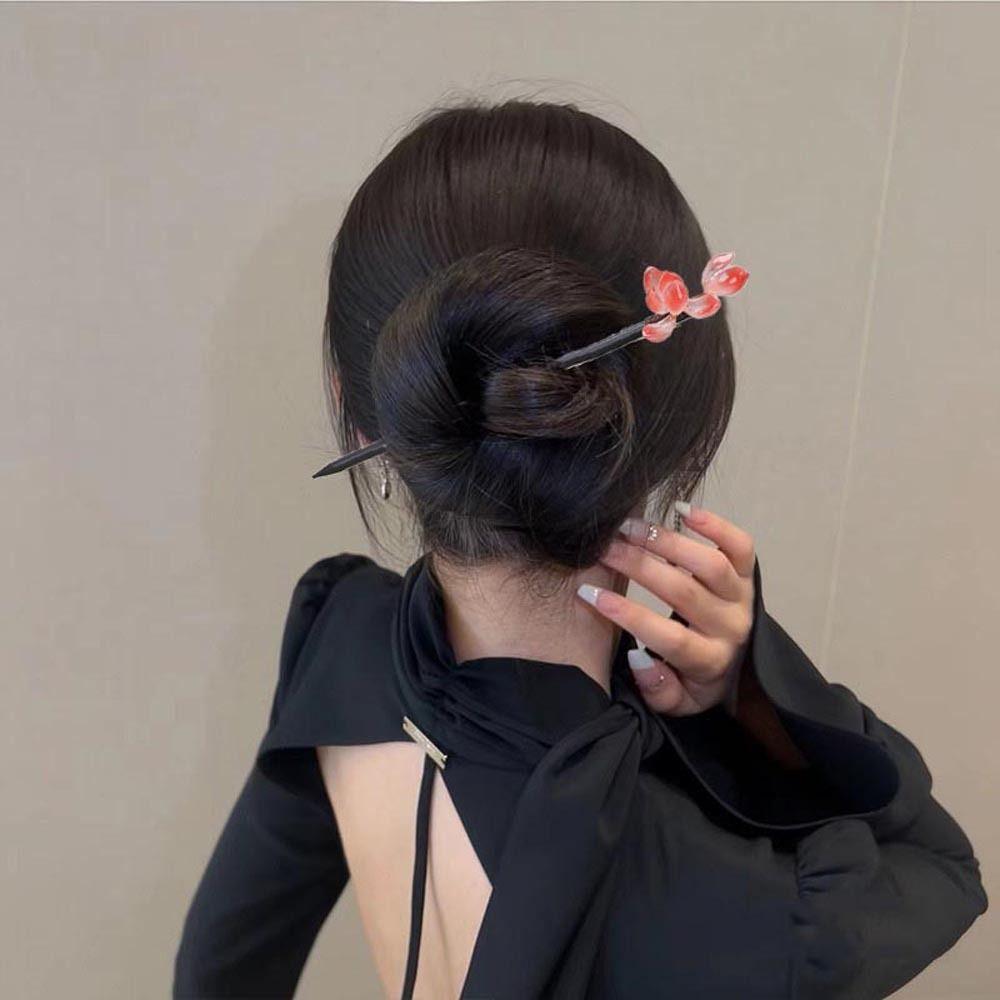 

Flower Wooden Braided Hairpins Hair Clip Chinese Hair Fork Women Hair Sticks Korean Hanfu Hairpins бежевий