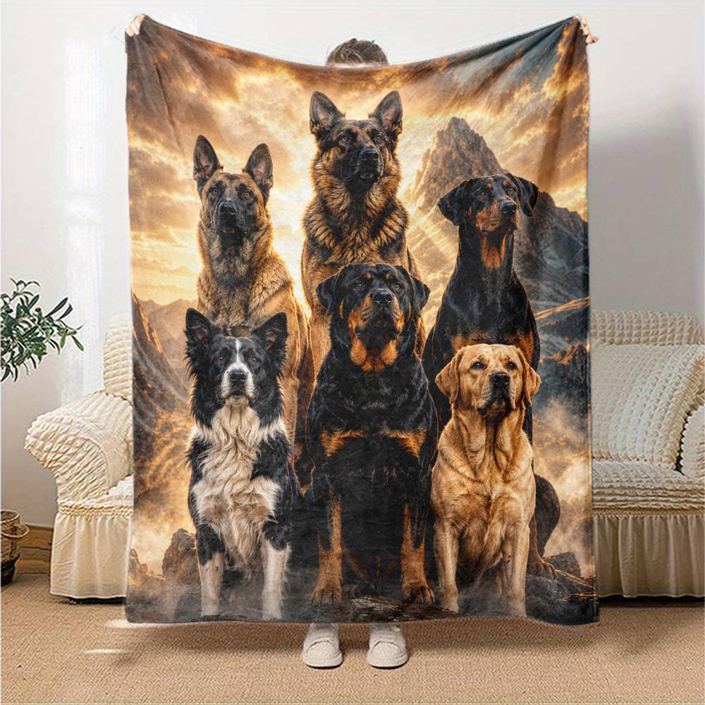 Dogs Print Flannel Blanket High Quality Warm Comfortable Cover for All Seasons Perfect for Gifts Home Decor