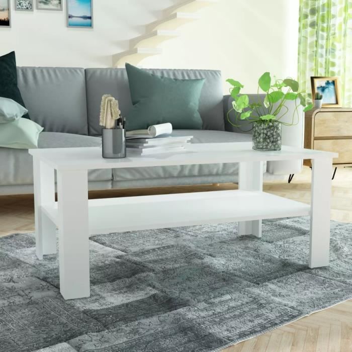 VidaXL Table basse bois d'ingénierie 100x59x42 cm blanc 244857