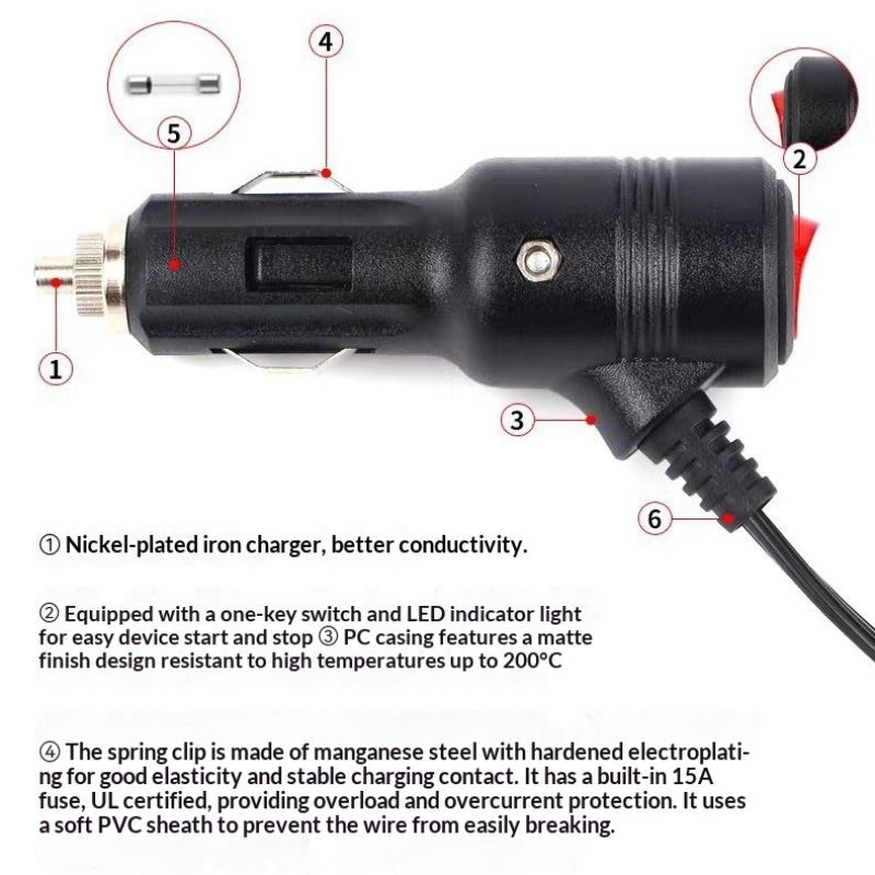 Car Cigarette Lighter Splitter Cable With On Off Switch 1 To 2 1 To 3 Power Adapter High Power Socket For Auto Electronic Device