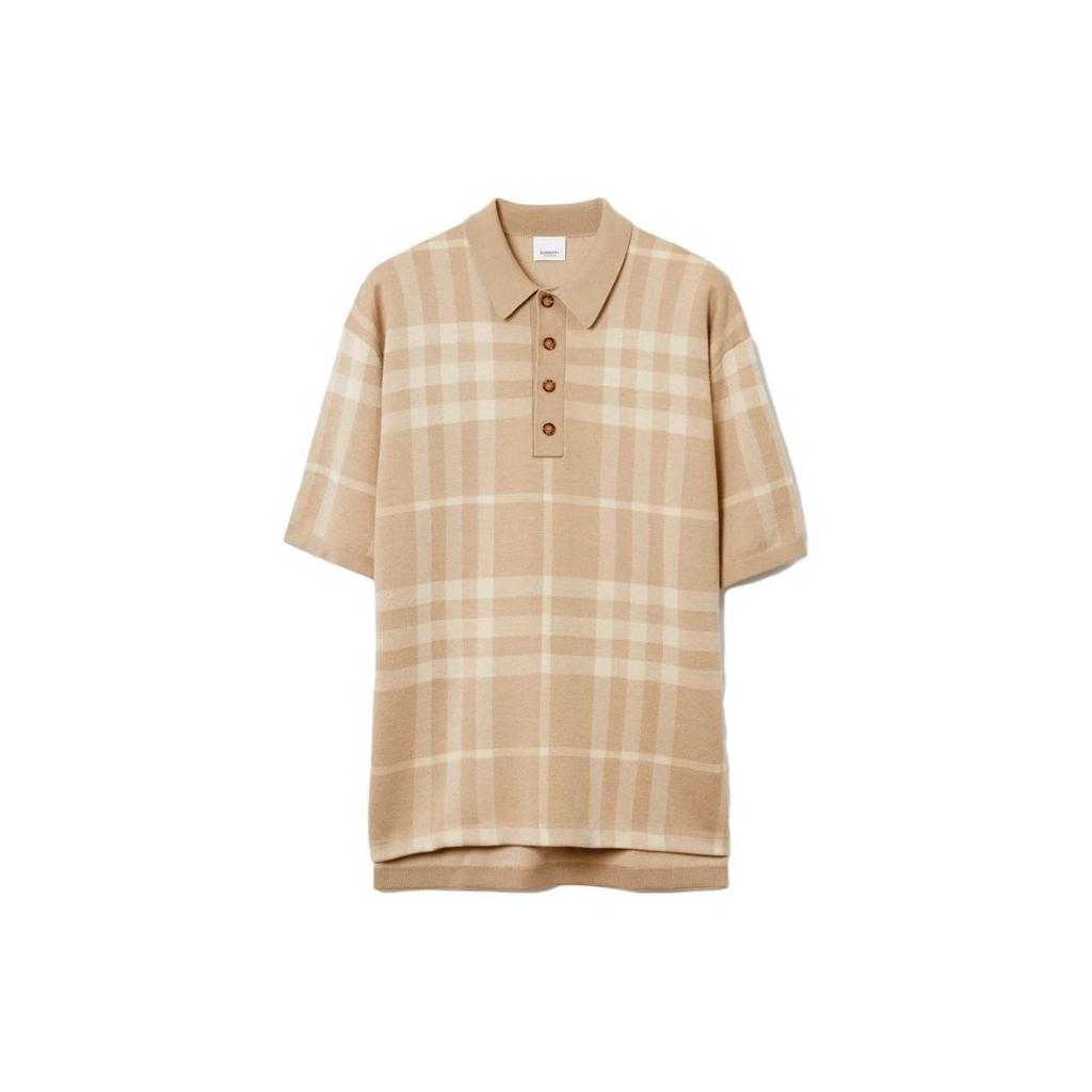 Burberry Polo Shirts Men's Khaki Polo Collar Moderate Straight Fit 80684821