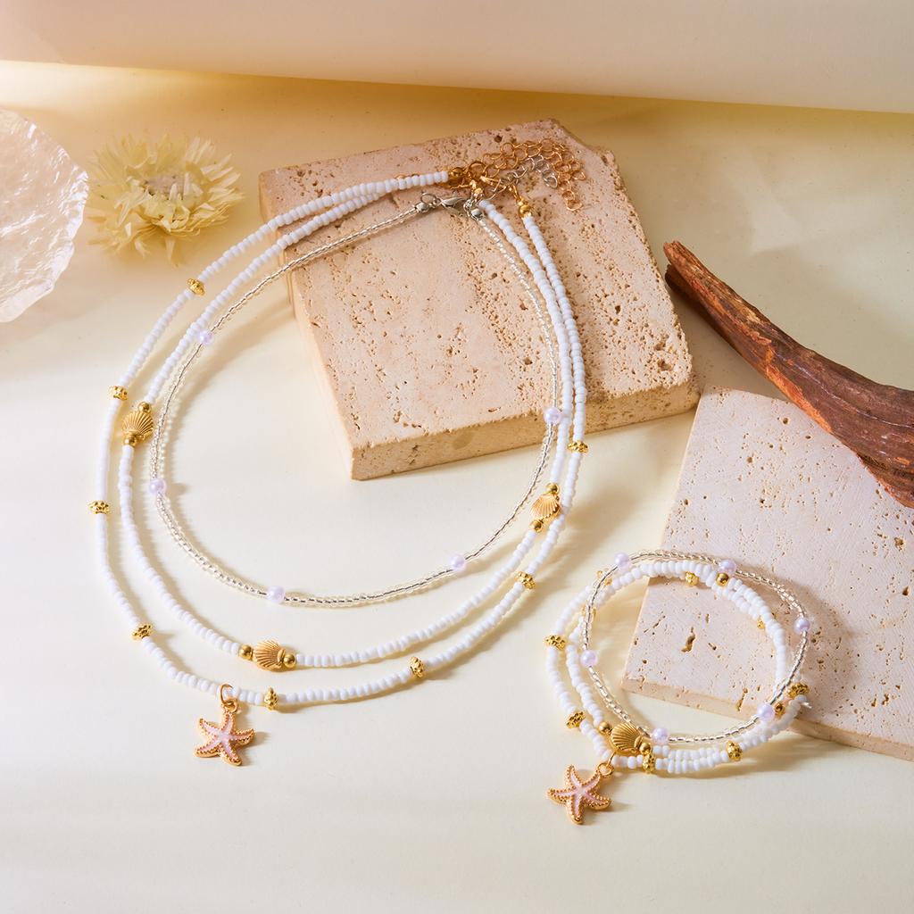 Handmade Shell Starfish Anklets for Women Bohemian Multilayer Rice Beads Bracelet On Leg Foot Chain Jewelry Barefoot Sandal Gift
