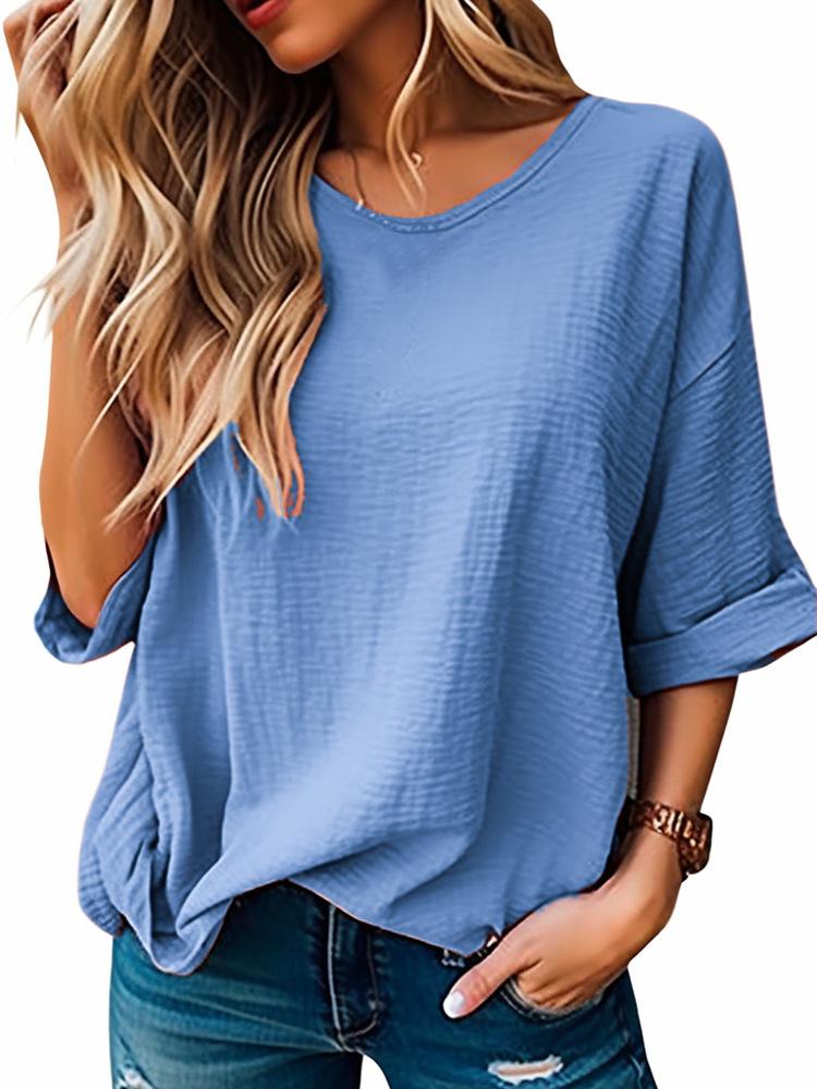 Women Summer T-Shirt Summer Casual Halft Sleeve Loose Fashion Tee Tops Crew Neck