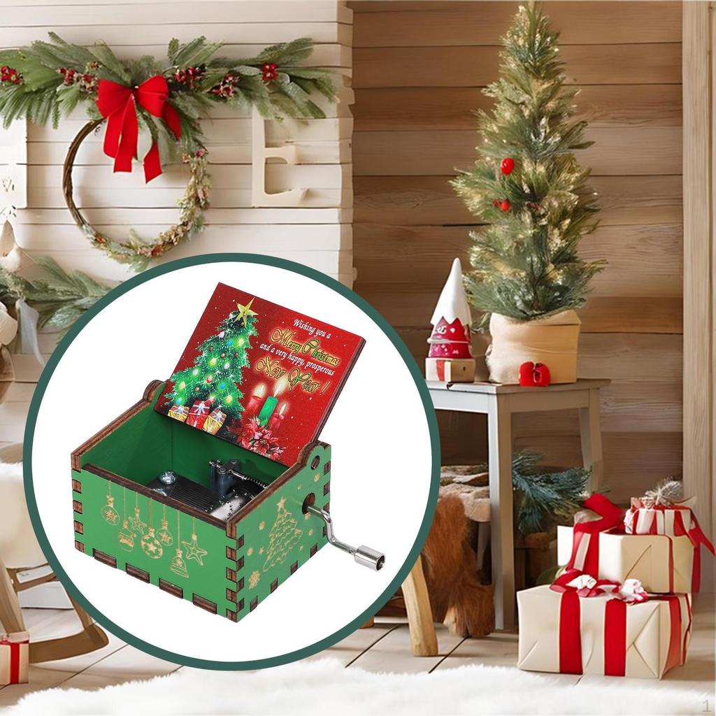 Merry Christmas Music Box Decoration Small Decorative Lightweight Musical Hand Cranked