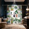 1Pc Green Plant Flower Pot Print Shower Curtain Multiple Size Partition Privacy Hanging Curtain 12 Hook Home Bathroom Decoration