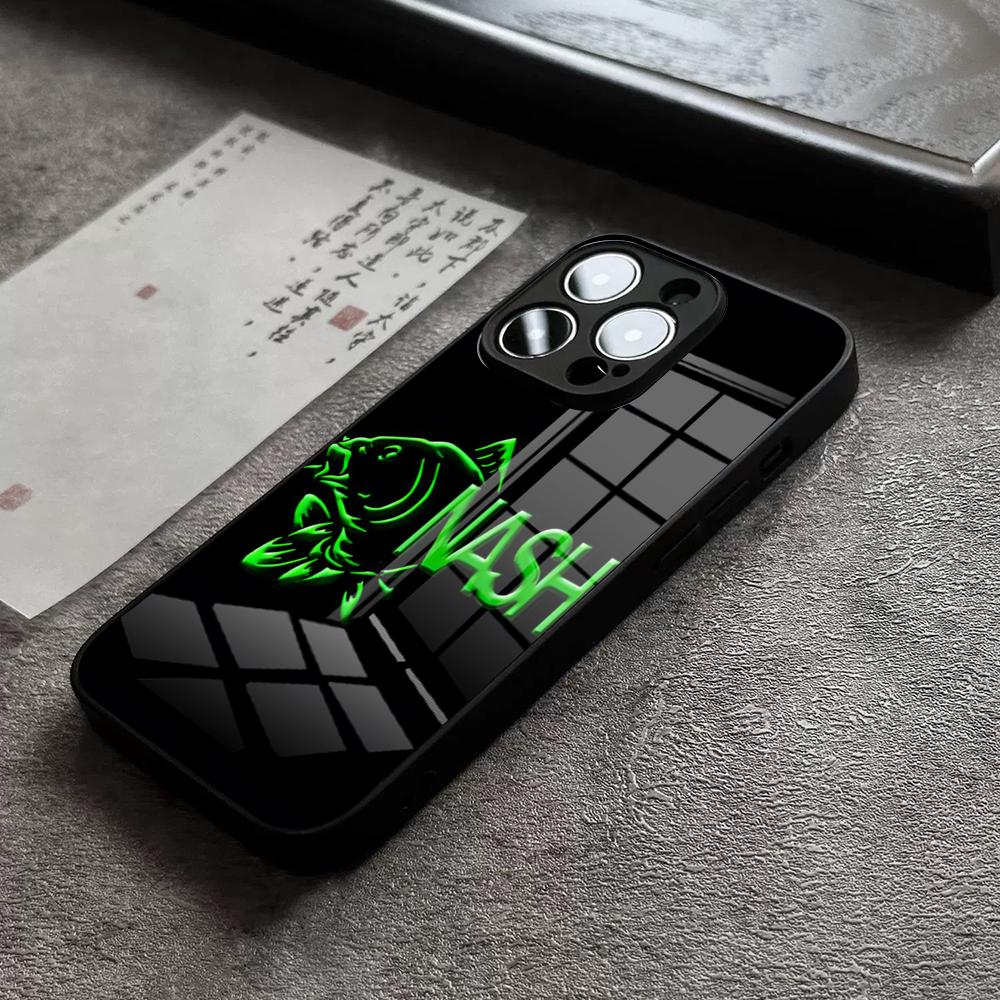 Nash Fishing Logos Phone Case For IPhone 16 Pro Max 14 17 Air 12 15 11 13 Mini X XR XS Max SE Glass Cover