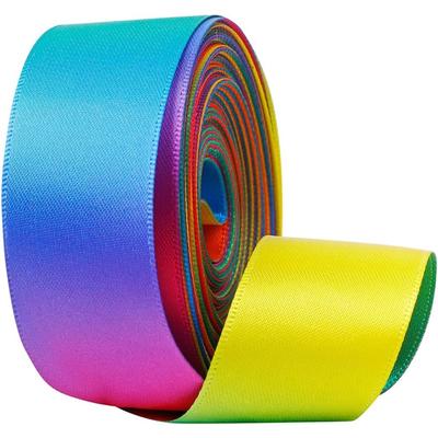 Dark Rainbow Satin Ribbon Double Face Curling Ribbons for Crafts, Wreath, Gift Wrapping, Home Decor, Party
