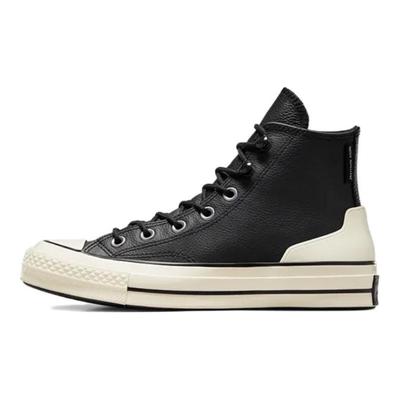 1970er Schnürung Wasserdicht Leder Hoher Schaft Board Schuhe Unisex Schwarz & Weiß