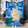 Art WWorld PPeace Slogan Throw Soft Warm Flannel Blanket Multiuse Throw for Bed Sofa Office Air Conditioning Nap Blanket