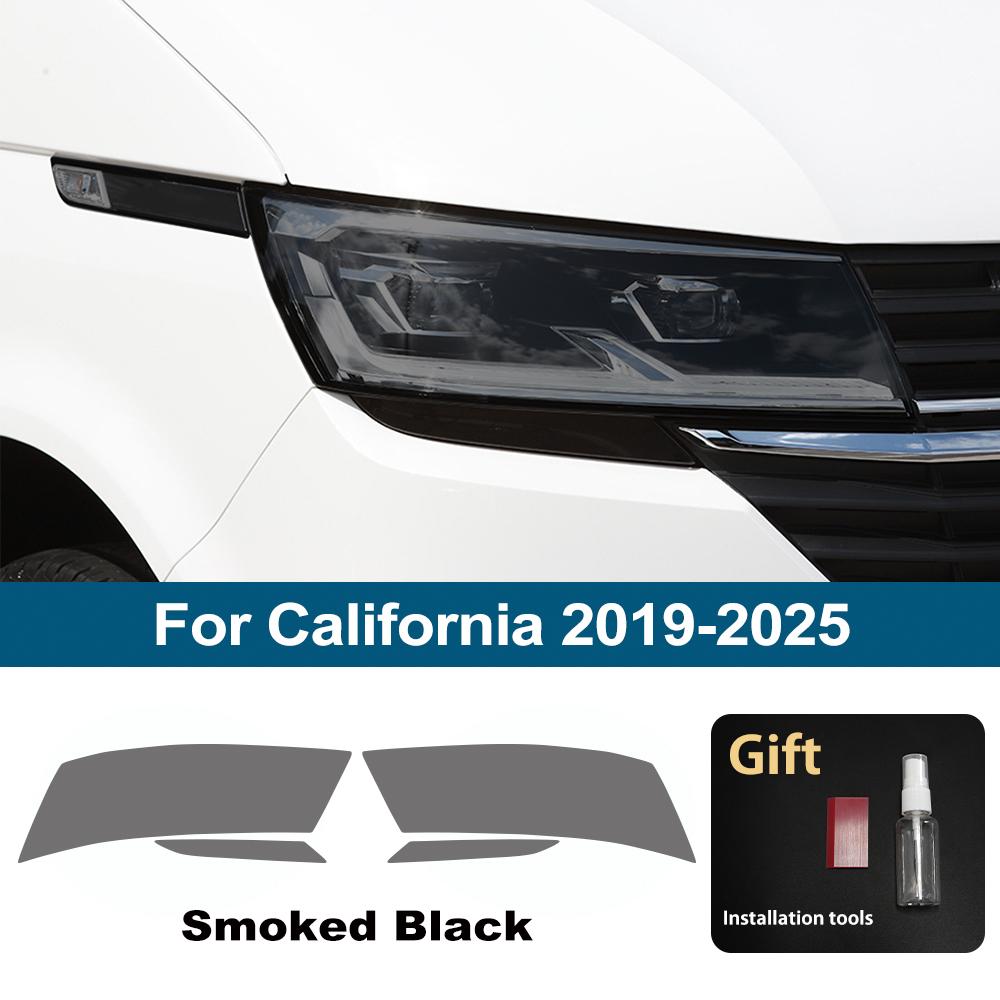 

For Volkswagen California 2019-2026 Smoke Black Car Headlight Protective Film TPU PPF Pre Cut Anti-Scratch Headlight Vinyl Film For 19-25 SMK