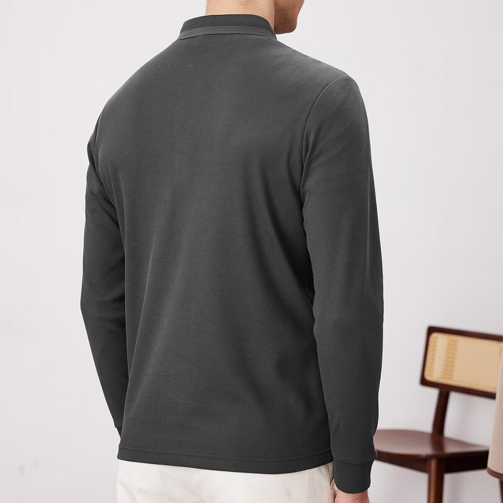 FIRS [Containing Mulberry Silk] Lapel Long-Sleeve T-Shirt for Men, Spring And Autumn 2026 New Style Dad Polo, Commuter Business Cadre
