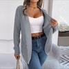 Women Autumn Winter Casual Pocket Solid Color Long Sleeve Knitted Sweater Cardigan