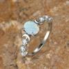 Cushion Cut Square Rainbow White Fire Opal Rings For Women Gold Horse Eye Zircon Charm Leaf Wedding Bands Party Jewelry CZ