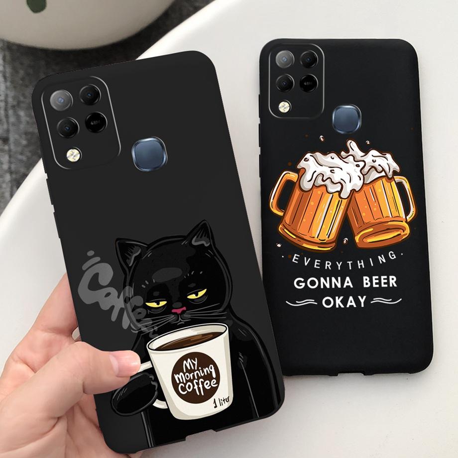 Für Infinix X689F X689 Hülle Infinix Hot 11 G37 Hot 10S NFC 10T Coque Funda Weiches Silikon Kamera Geschützt Schwarze Katze Weltraummann
