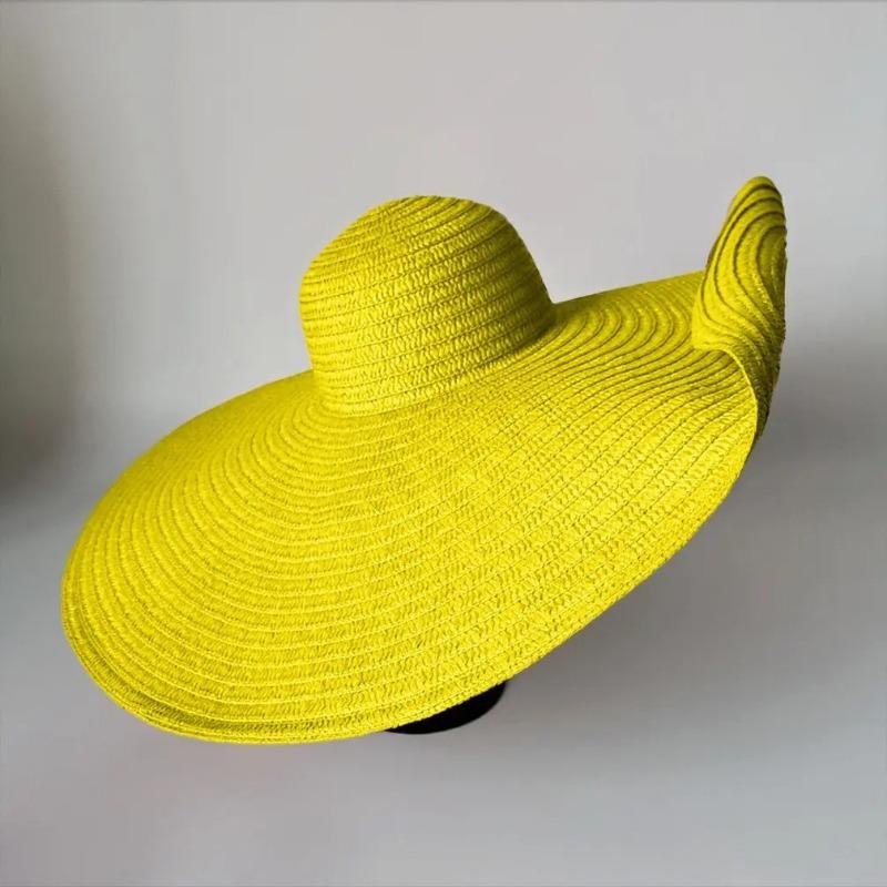 Oversized Brim Straw Hat Women's Foldable Vacation Beach Hat 70 Large Brim Sun Hat