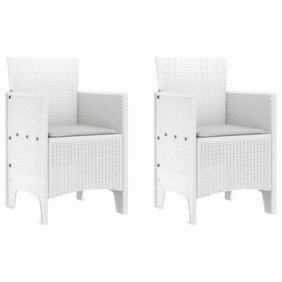 Garden Chair with Cushion 2 Pcs White 53 X 49 X 85 Cm Polypropylene