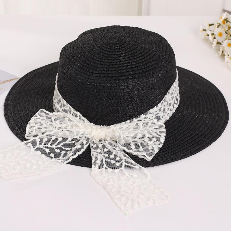 Lace Twiggy Straw Hat Seaside Vacation Sunscreen Beach Woven Sun Hat Atmosphere Straw Hat